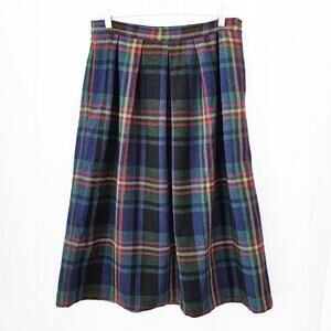 Diane Von Furstenberg Vintage Plaid Wool Skirt Size 12